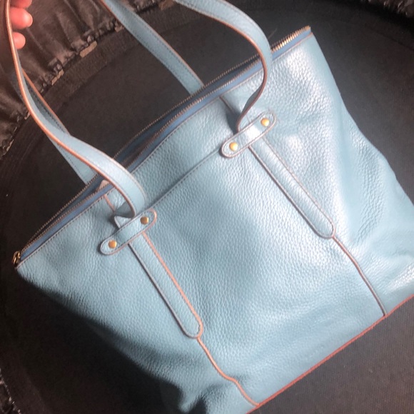 FOSSIL Pebble Leather blue Tote bag 💼 - Picture 9 of 16